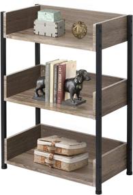 img 4 attached to 📚 VECELO 3-Tier Bookcase: Compact Industrial Shelving Unit for Living Room, Bedroom, Classroom - Brown