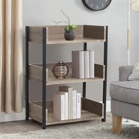 img 2 attached to 📚 VECELO 3-Tier Bookcase: Compact Industrial Shelving Unit for Living Room, Bedroom, Classroom - Brown