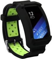💪 high-quality silicone wonlex band for samsung gear fit2/fit2 pro - black/green replacement watch strap for galaxy gear fit2 sm-r360 & fit 2 pro - men & women compatible logo