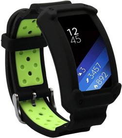 img 4 attached to 💪 High-Quality Silicone Wonlex Band for Samsung Gear Fit2/Fit2 Pro - Black/Green Replacement Watch Strap for Galaxy Gear Fit2 SM-R360 & Fit 2 Pro - Men & Women Compatible