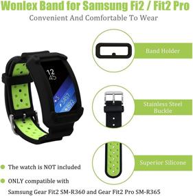 img 3 attached to 💪 High-Quality Silicone Wonlex Band for Samsung Gear Fit2/Fit2 Pro - Black/Green Replacement Watch Strap for Galaxy Gear Fit2 SM-R360 & Fit 2 Pro - Men & Women Compatible