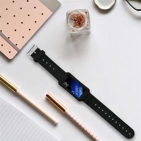 img 2 attached to 💪 High-Quality Silicone Wonlex Band for Samsung Gear Fit2/Fit2 Pro - Black/Green Replacement Watch Strap for Galaxy Gear Fit2 SM-R360 & Fit 2 Pro - Men & Women Compatible