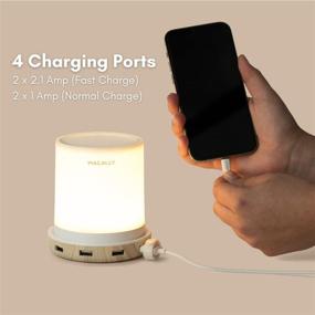 img 2 attached to Macally Table Bedside Lamp with USB Ports - Fast Charging, Touch Control, Dimmable Warm Light - Ideal Nightstand Lamp or Bedside Night Light with Wood Finish