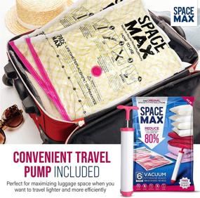 img 1 attached to 🪐 SPACEMAX Premium Jumbo Reusable Vacuum Storage Bags (6 Pack) - Save 80% More Storage Space. Featuring Double Zip Seal & Leak Valve, Includes Travel Hand Pump.