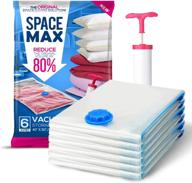 🪐 spacemax premium jumbo reusable vacuum storage bags (6 pack) - save 80% more storage space. featuring double zip seal & leak valve, includes travel hand pump. logo