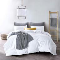 🛏️ atsense king duvet cover, 100% washed cotton, 3-piece bedding set, ultra soft & easy care, simple style (white 7006-4) logo