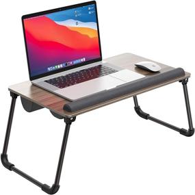 img 4 attached to ATUMTEK Лэп-столик: лэптоп-столик 17 дюймов с подушкой и складывающимися ножками для работы и письма в домашнем офисе.