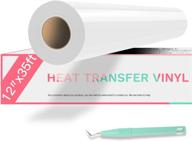 🔥 htvront htv vinyl rolls heat transfer vinyl - 12"x35ft white htv vinyl for shirts, cricut & cameo logo