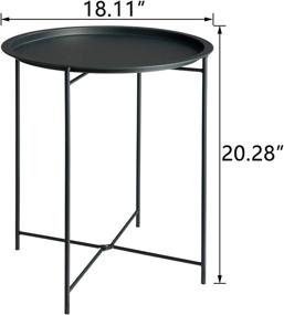 img 3 attached to 🪑 HollyHOME Folding Tray Metal Side Table - Small Round End Tables, Anti-Rust & Waterproof Outdoor/Indoor Snack Table, Accent Coffee Table - Dark Grey, (H) 20.28" x (D) 18.11