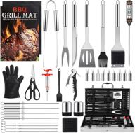 🔥 birald 34pcs bbq grill set: stainless steel tools & aluminum case - ideal gifts for men - includes thermometer, grill mats - perfect for camping/barbecue - dad's favorite grill utensils set! logo