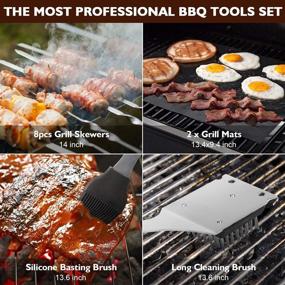 img 1 attached to 🔥 Birald 34PCS BBQ Grill Set: Stainless Steel Tools & Aluminum Case - Ideal Gifts for Men - Includes Thermometer, Grill Mats - Perfect for Camping/Barbecue - Dad's Favorite Grill Utensils Set!