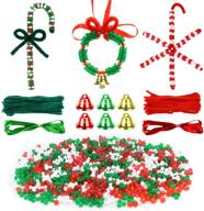 🎄 diy christmas ornament kit with 1000 triangle beads, 30 chenille stems, 33 ft ribbons, and 6 bells for wreath crafts, tree hanging, and holiday decorations logo