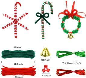 img 3 attached to 🎄 DIY Christmas Ornament Kit with 1000 Triangle Beads, 30 Chenille Stems, 33 Ft Ribbons, and 6 Bells for Wreath Crafts, Tree Hanging, and Holiday Decorations