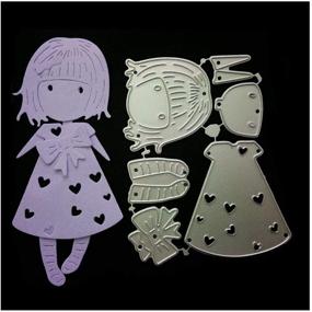 img 3 attached to 🎀 Meslio 4pcs Girls Cutting Dies - Metal Scrapbooking Stencils for DIY Embossing, Photo Album Decoration, Handmade Paper Cards, and Gifts