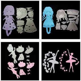 img 4 attached to 🎀 Meslio 4pcs Girls Cutting Dies - Metal Scrapbooking Stencils for DIY Embossing, Photo Album Decoration, Handmade Paper Cards, and Gifts