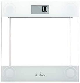 img 1 attached to Bathroom Body Weight Measuring Scale - High Precision, Gray Maple Smart Step-on Technology, Solid Tempered Glass Platform - Manufacturer Warranty & Battery Included