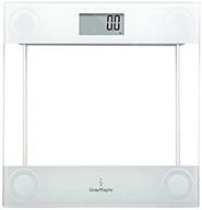 bathroom body weight measuring scale - high precision, gray maple smart step-on technology, solid tempered glass platform - manufacturer warranty & battery included logo