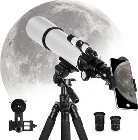 img 4 attached to 🔭 Optical Telescope for Astronomy Beginners, 80mm Aperture, 500mm AZ Mount with Tripod, Phone Adapter Included to Observe Moon and Planets - Perfect for Adults and Kids