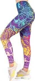 img 4 attached to Stylish Women's Mandala Printed Yoga Leggings - Middle Waisted, Seamless Workout Pants with Tummy Control for Running and Fitness