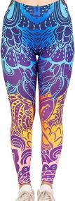 img 3 attached to Stylish Women's Mandala Printed Yoga Leggings - Middle Waisted, Seamless Workout Pants with Tummy Control for Running and Fitness