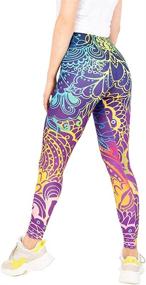 img 2 attached to Stylish Women's Mandala Printed Yoga Leggings - Middle Waisted, Seamless Workout Pants with Tummy Control for Running and Fitness