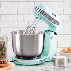 img 3 attached to Dash Stand Mixer (Electric Mixer for Everyday Use): 6 Speed Stand Mixer with 3 Quart Stainless Steel Mixing Bowl, Dough Hooks &amp; Mixer Beaters for Frosting, Meringues &amp; More - Aqua: Your Ultimate Kitchen Companion!