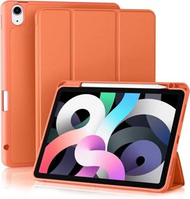 img 4 attached to 📱 Akkerds iPad Air 4th Generation Case 2020 - Coral, with Pencil Holder, Trifold Stand, and Auto Sleep/Wake Feature!