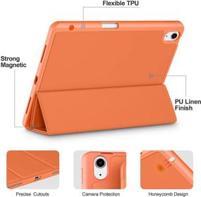 img 2 attached to 📱 Akkerds iPad Air 4th Generation Case 2020 - Coral, with Pencil Holder, Trifold Stand, and Auto Sleep/Wake Feature!