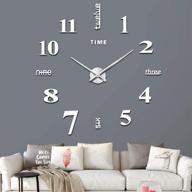 🕰️ vreaone frameless diy wall clock: large 3d mirror decor sticker kit, silver - ideal for home, living room, bedroom, and office wall decorations logo