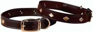 🐶 hamilton 0.5" x 12" studded black leather diamond pattern dog collar логотип