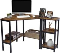 🏡 rustic brown lavievert corner desk with storage shelves - ideal triangle computer desk for home & office logo