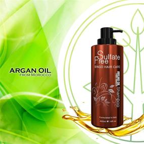 img 2 attached to Premium Sulfate-Free Moroccan Argan Oil Shampoo - Ideal for Dry, Damaged, Curly or Frizzy Hair - Thickening Formula for Fine or Thin Hair, Suitable for Color-Treated and Keratin Treated Hair, Professional Haircare Line