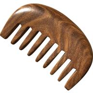 premium wood comb: wide tooth detangler brush - handmade with anti-static sandalwood scent - gift packaging included logo