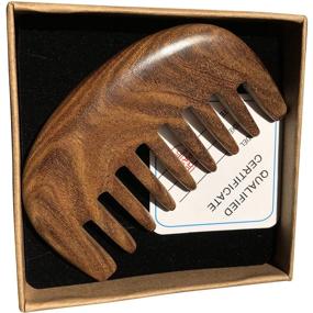 img 2 attached to Premium Wood Comb: Wide Tooth Detangler Brush - Handmade with Anti-Static Sandalwood Scent - Gift Packaging Included