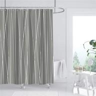 🚿 modern water resistant polyester striped fabric shower curtain by vis'v – machine washable with 12 hooks – standard size 72 x 72 inch – gray and white logo