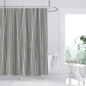 img 4 attached to 🚿 Modern Water Resistant Polyester Striped Fabric Shower Curtain by VIS'V – Machine Washable with 12 Hooks – Standard Size 72 x 72 Inch – Gray and White