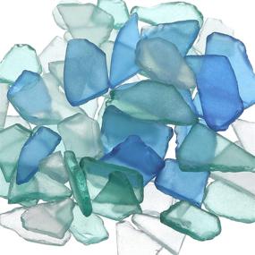 img 4 attached to 11 oz Jetec Sea Glass Cobalt Bulk: Caribbean Tumbled Seaglass Pieces for Beach Wedding Party Decor, Home Decor, DIY Craft Supplies - Blue, White, Green