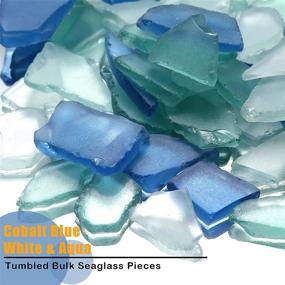 img 3 attached to 11 oz Jetec Sea Glass Cobalt Bulk: Caribbean Tumbled Seaglass Pieces for Beach Wedding Party Decor, Home Decor, DIY Craft Supplies - Blue, White, Green