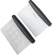 🔪 versatile stainless steel bench scraper & chopper set of 2 - ideal dough cutter for kitchen logo