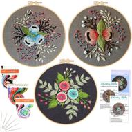 🧵 nuberlic 3 pack embroidery kit: adult crafts cross stitch with patterns, hoops, color threads, and needles logo