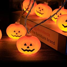 img 1 attached to 🎃 Halloween Pumpkin String Lights, 14.8FT 30LED Battery Operated Halloween Decorations for Indoor Outdoor Party Garden Yard Halloween Decor - Flash/Stable Mode, Orange