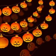 🎃 halloween pumpkin string lights, 14.8ft 30led battery operated halloween decorations for indoor outdoor party garden yard halloween decor - flash/stable mode, orange логотип