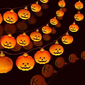 img 4 attached to 🎃 Halloween Pumpkin String Lights, 14.8FT 30LED Battery Operated Halloween Decorations for Indoor Outdoor Party Garden Yard Halloween Decor - Flash/Stable Mode, Orange