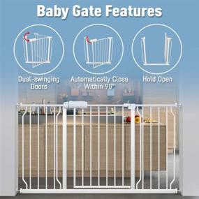 img 1 attached to 🚧 ALLAIBB Walk Through Baby Gate - Auto Close, Tension, White Metal Child & Pet Safety Gates for Stairs, Doorways, and Banisters - Adjustable 57.5-62.2 inches