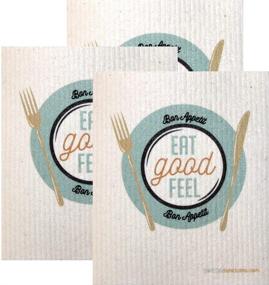 img 2 attached to 🧽 Swedish Dishcloths: Eat Good-Feel Good with this Set of 3 ECO Friendly Absorbent Cleaning Cloths, Reusable Wipes