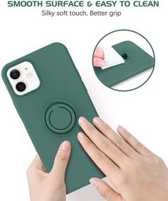 img 1 attached to 📱 DOMAVER iPhone 12 Case - Slim Silicone Rubber Cover with 360 Ring Holder and Kickstand