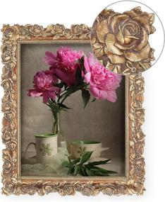 img 3 attached to 🖼️ Vintage Walnut 8x10 Picture Frame with Rose Flower and Buds Carvings - Perfect for Wall and Tabletop, Home Decor by SIMON'S SHOP