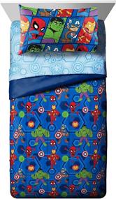 img 3 attached to 🛏️ 4 Piece Twin Bed Set - Marvel Super Hero Adventures "Hero Together" - Includes Comforter & Sheet Set Bedding Featuring The Avengers - Super Soft Fade Resistant Microfiber (Official Marvel Product)
