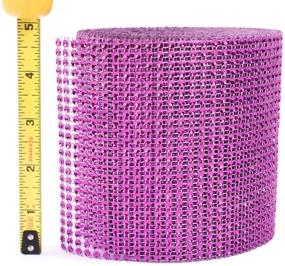 img 1 attached to 🎀 Fuchsia Rhinestone Diamond Style Mesh Ribbon Roll for Arts and Crafts Decor (4.75&#34; x 10 Yards, 24 Row, 1 Roll)