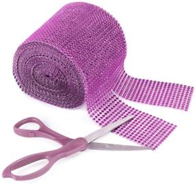 img 3 attached to 🎀 Fuchsia Rhinestone Diamond Style Mesh Ribbon Roll for Arts and Crafts Decor (4.75&#34; x 10 Yards, 24 Row, 1 Roll)